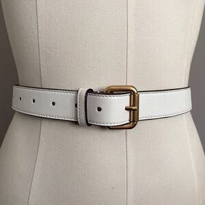 Fendi White Long Leather Belt - 31-41" Waist, made in Italy 🇮🇹
